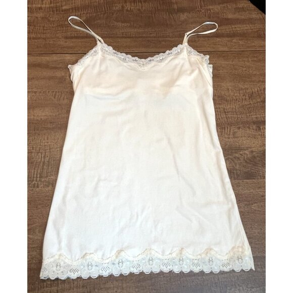 Aeropostale Lace Trim Cami Tank Size Large Cream Y2K Preppy 90S Coquette - Picture 11 of 14